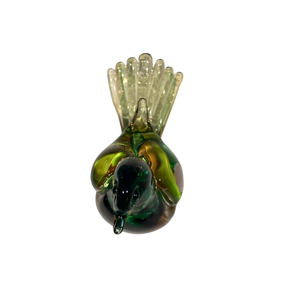 VTG Murano Green and Yellow Glass Bird Figurine - Picture 9 of 9